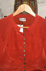 Rust Pure Crepe Hand Embroidered Designer Blouse