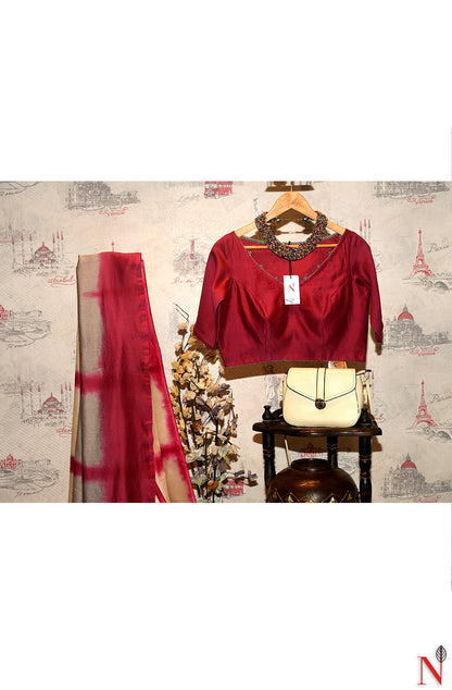 Rani Pure Silk Chanderi Hand Embroidered Designer Blouse
