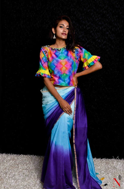 Multi Color Pure Chanderi Silk Hand Embroidered Designer Blouse