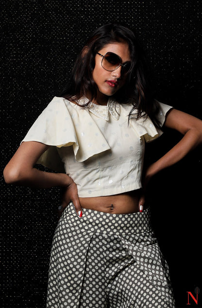 Creme Pure Cotton Hand Embroidered Designer Blouse - Naksheband