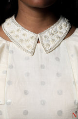 Creme Pure Cotton Hand Embroidered Designer Blouse - Naksheband