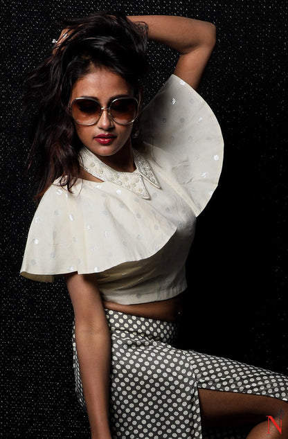 Creme Pure Cotton Hand Embroidered Designer Blouse - Naksheband