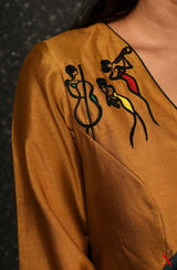 Brown Pure Silk Chanderi Hand Embroidered Designer Blouse