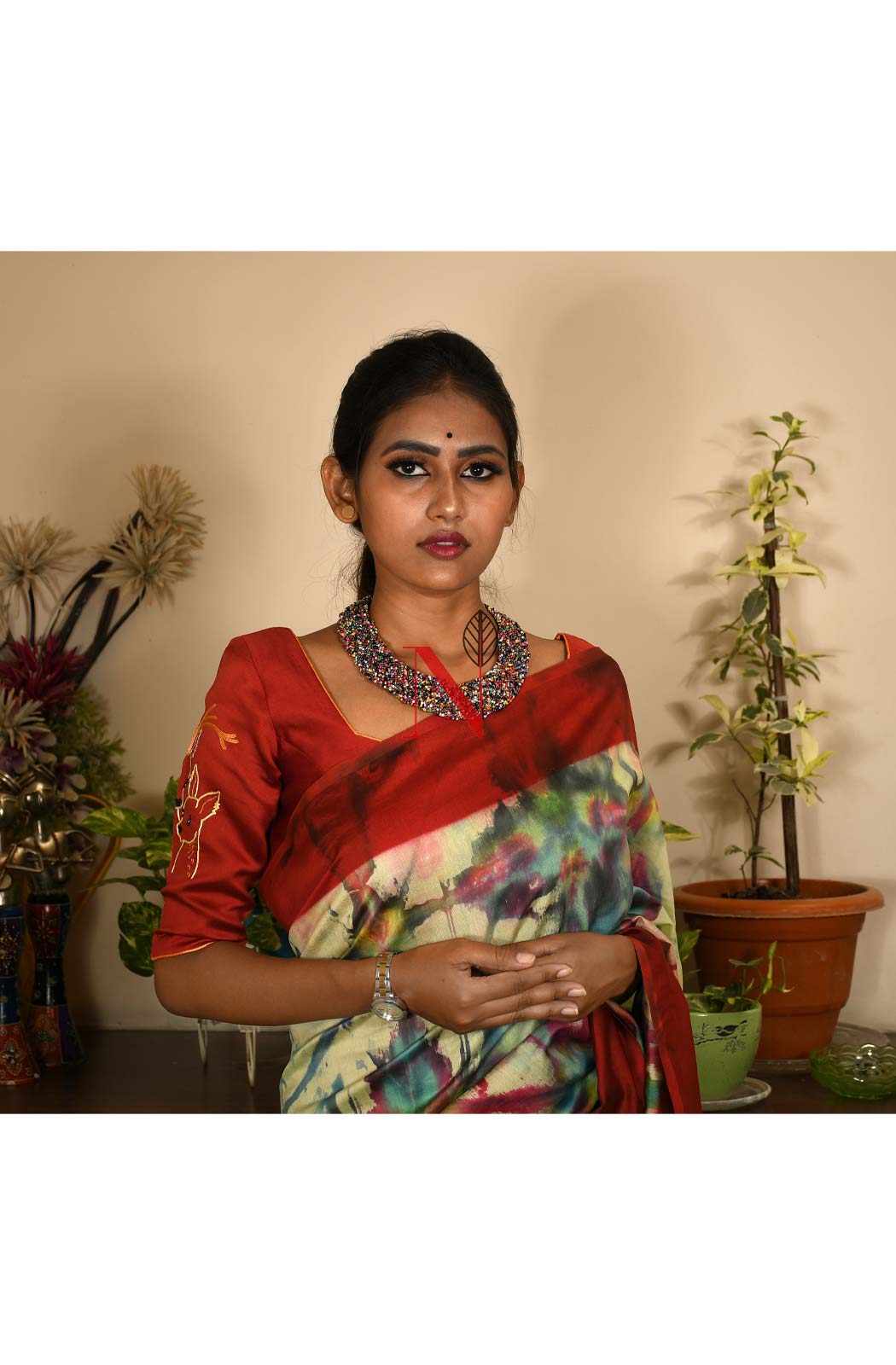 Red Pure Silk Chanderi Hand Embroidered Designer Blouse