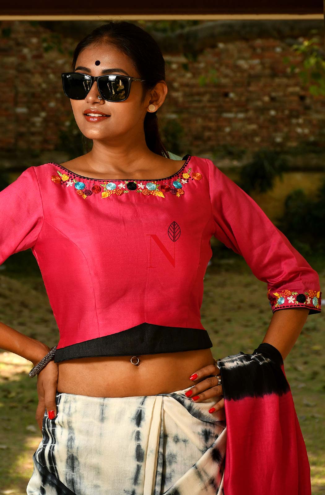 Rani Pure Silk Chanderi Hand Embroidered Designer Blouse