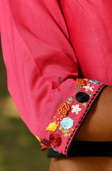 Rani Pure Silk Chanderi Hand Embroidered Designer Blouse