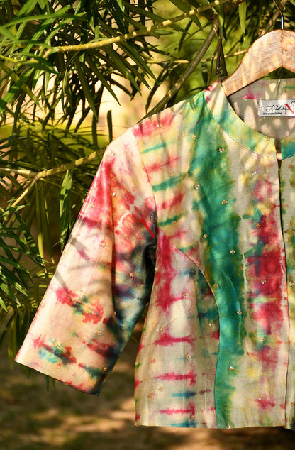 Multicolor Pure Silk Chanderi Hand Embroidered Designer Blouse