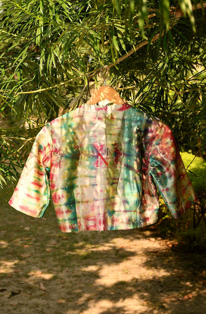 Multicolor Pure Silk Chanderi Hand Embroidered Designer Blouse