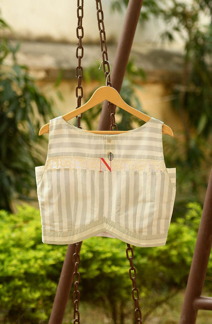 Cream Pure Silk Chanderi Designer Blouse