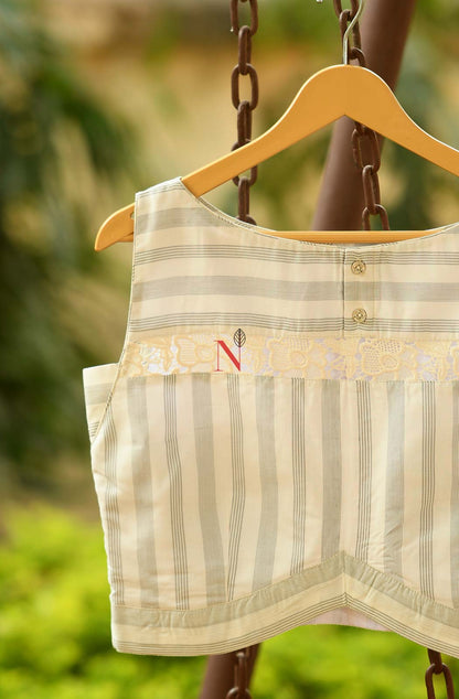 Cream Pure Silk Chanderi Designer Blouse