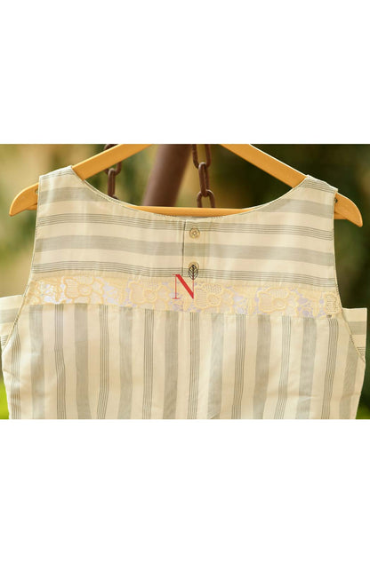 Cream Pure Silk Chanderi Designer Blouse