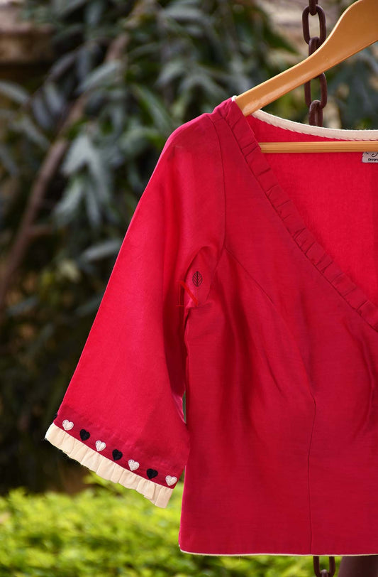 Rani Pure Silk Chanderi Hand Embroidered Designer Blouse - Naksheband