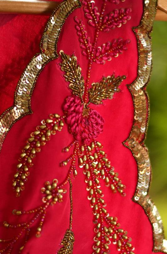 Rani Pure Crepe Hand Embroidered Designer Blouse - Naksheband
