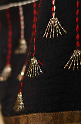 Black Pure Muga Silk Hand Embroidered Designer Blouse
