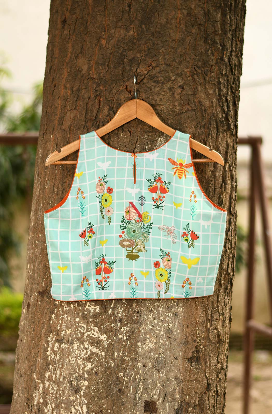 Light Sea Green Pure cotton Printed Designer Blouse - Naksheband
