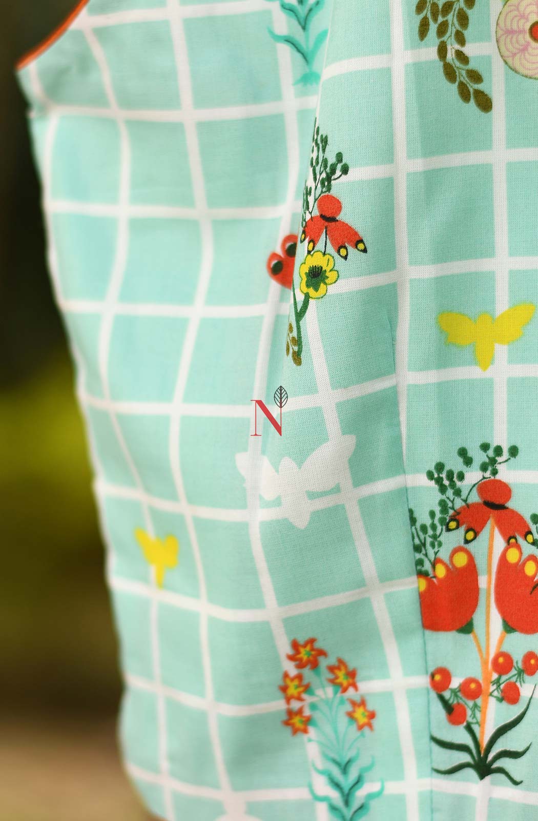 Light Sea Green Pure cotton Printed Designer Blouse - Naksheband