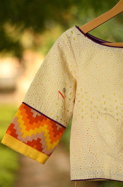 Cream Pure Cotton Designer Blouse