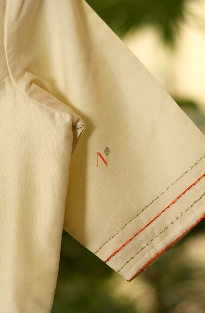 Cream Pure Silk Chanderi Hand Embroidered Designer Blouse