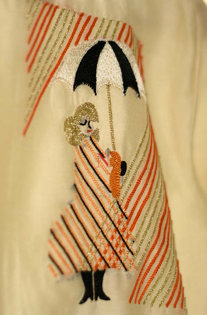 Cream Pure Silk Chanderi Hand Embroidered Designer Blouse