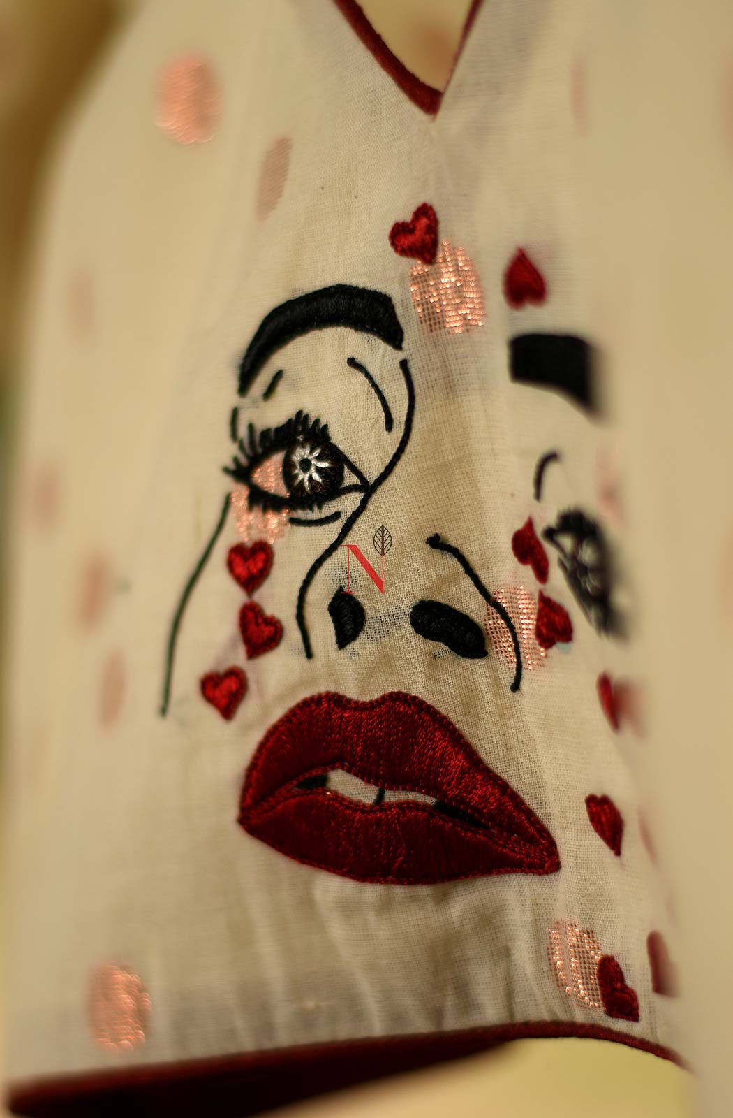 Cream Pure cotton Hand Embroidered Designer Blouse