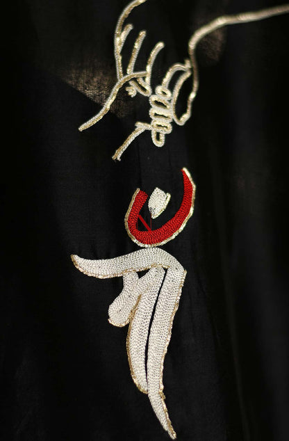 Black Pure Silk Chanderi Hand Embroidered Designer Blouse