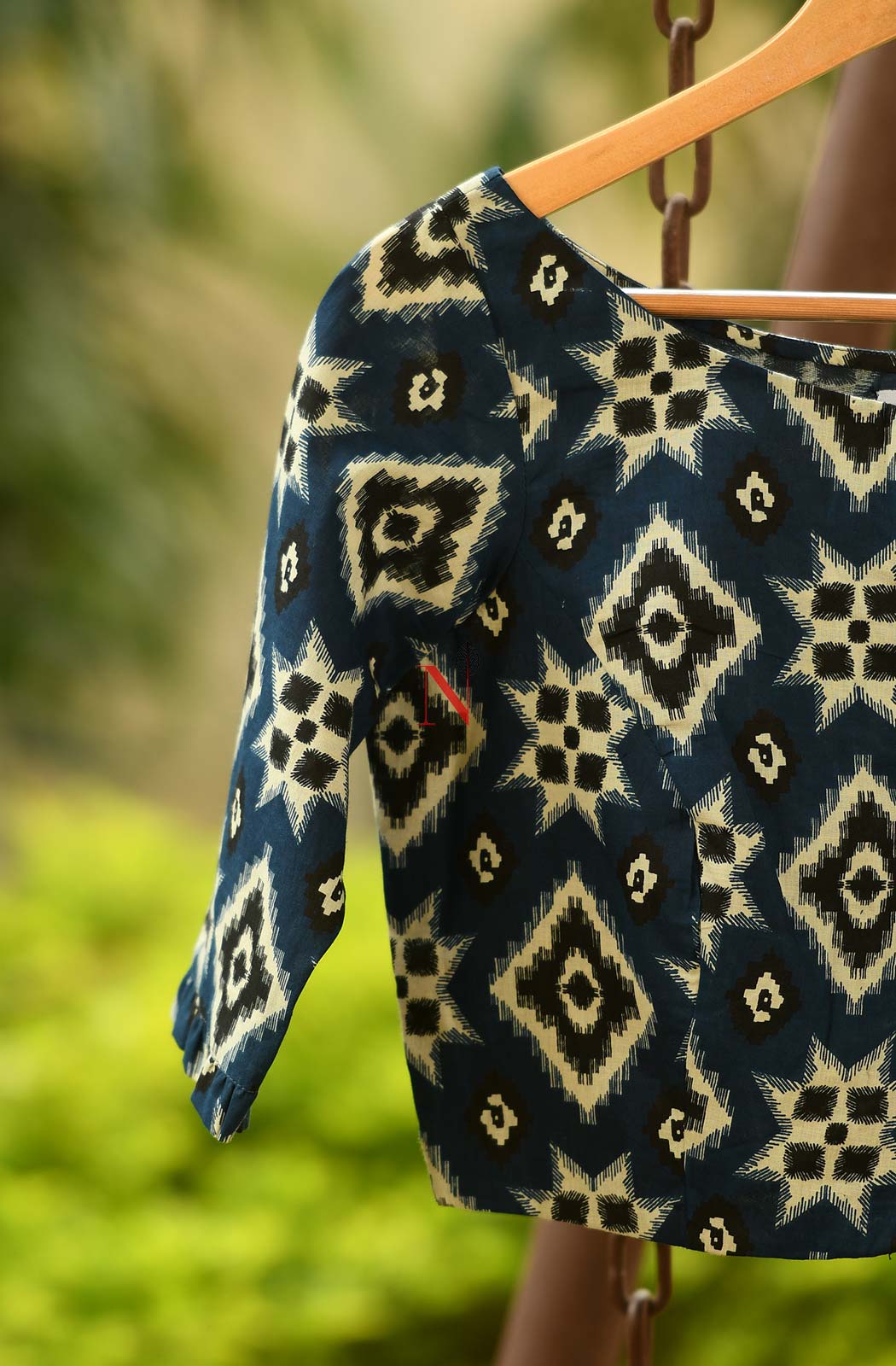Blue Pure Cotton Printed Designer Blouse - Naksheband