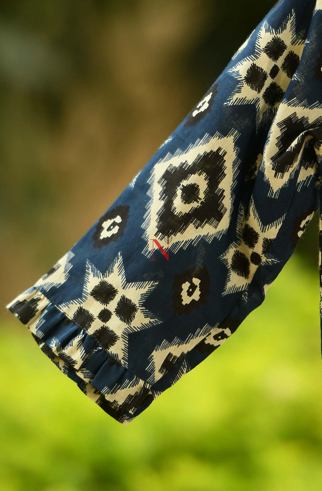 Blue Pure Cotton Printed Designer Blouse - Naksheband