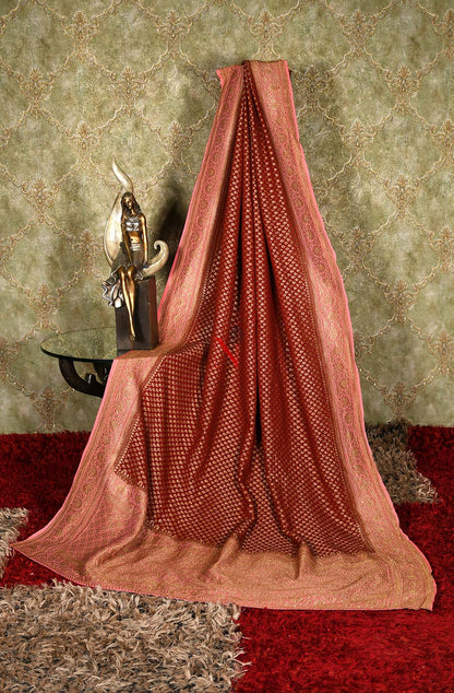 Maroon Pure Banarasi Georgette Khaddi Dupatta