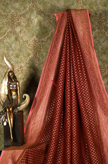 Maroon Pure Banarasi Georgette Khaddi Dupatta