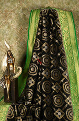 Black & Green Pure Banarasi Georgette Khaddi Dupatta