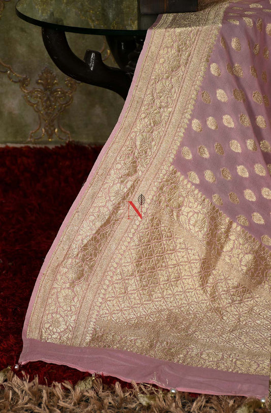 Light Pink Pure Banarasi Georgette Khaddi Dupatta