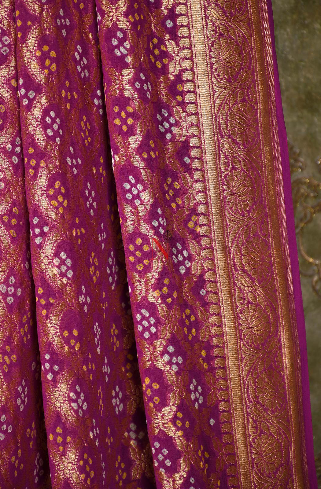 Purple Pure Banarasi Georgette Bandhej Dupatta