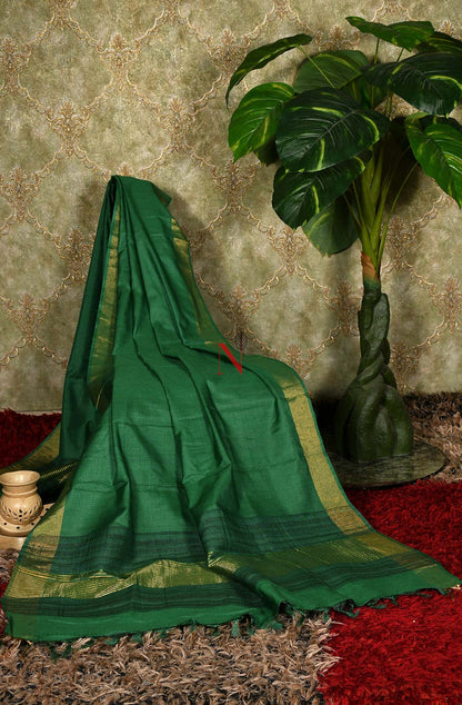 Bottle Green Pure Muga Silk Dupatta