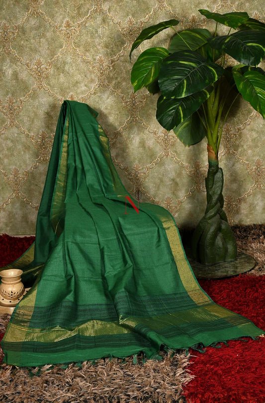 Bottle Green Pure Muga Silk Dupatta