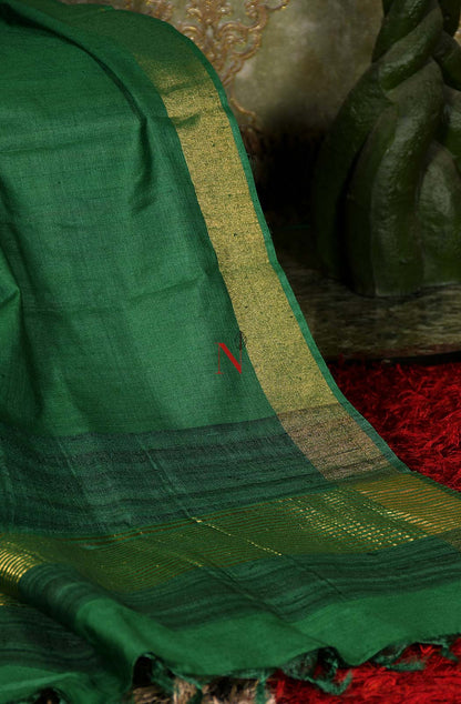 Bottle Green Pure Muga Silk Dupatta