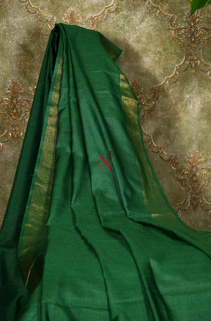 Bottle Green Pure Muga Silk Dupatta