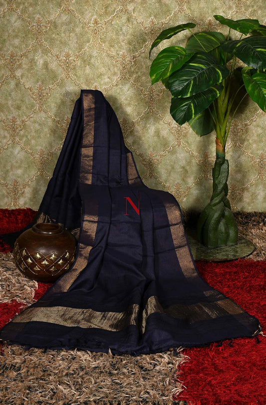 Dark Blue Pure Muga Silk Dupatta