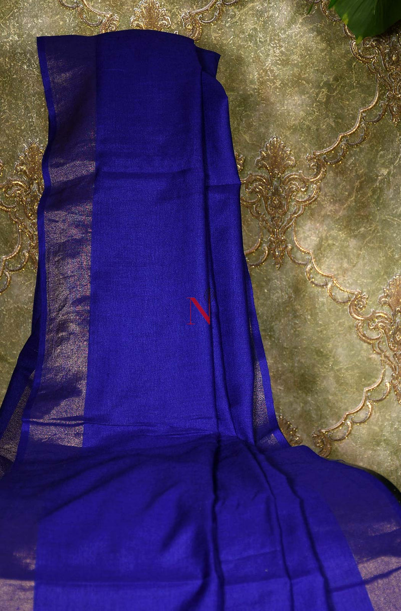 Royal Blue Pure Muga Silk Dupatta