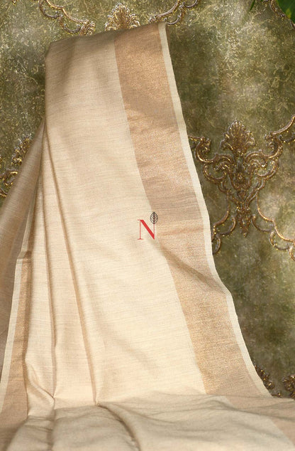 Cream Pure Muga Silk Dupatta - Naksheband