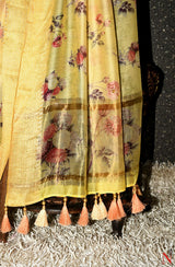 Light Yellow Pure Silk Chanderi Saree - Naksheband