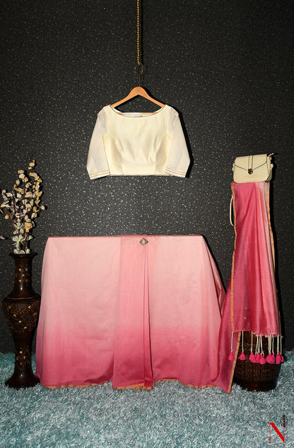 Onion Pink Dual Dye Pure Silk Chanderi Saree
