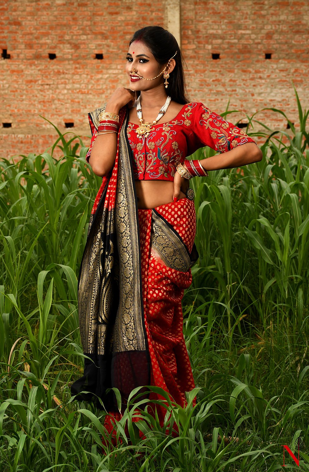 Red & Black Pure Banarasi Khaddi Georgette Saree - Rudra - Naksheband