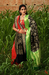 Red & Black Pure Banarasi Khaddi Georgette Saree - Rudra - Naksheband