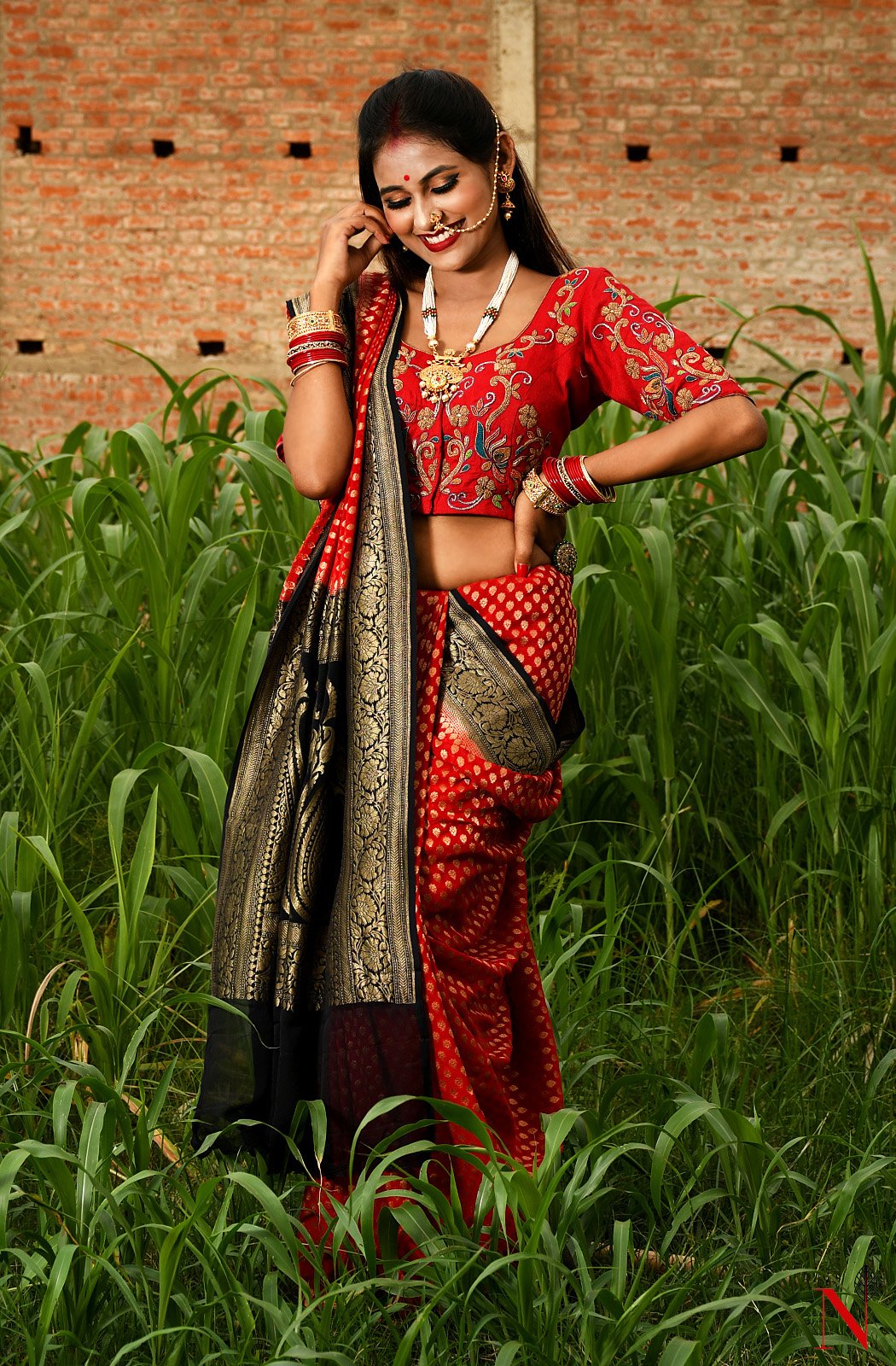 Red & Black Pure Banarasi Khaddi Georgette Saree - Rudra - Naksheband