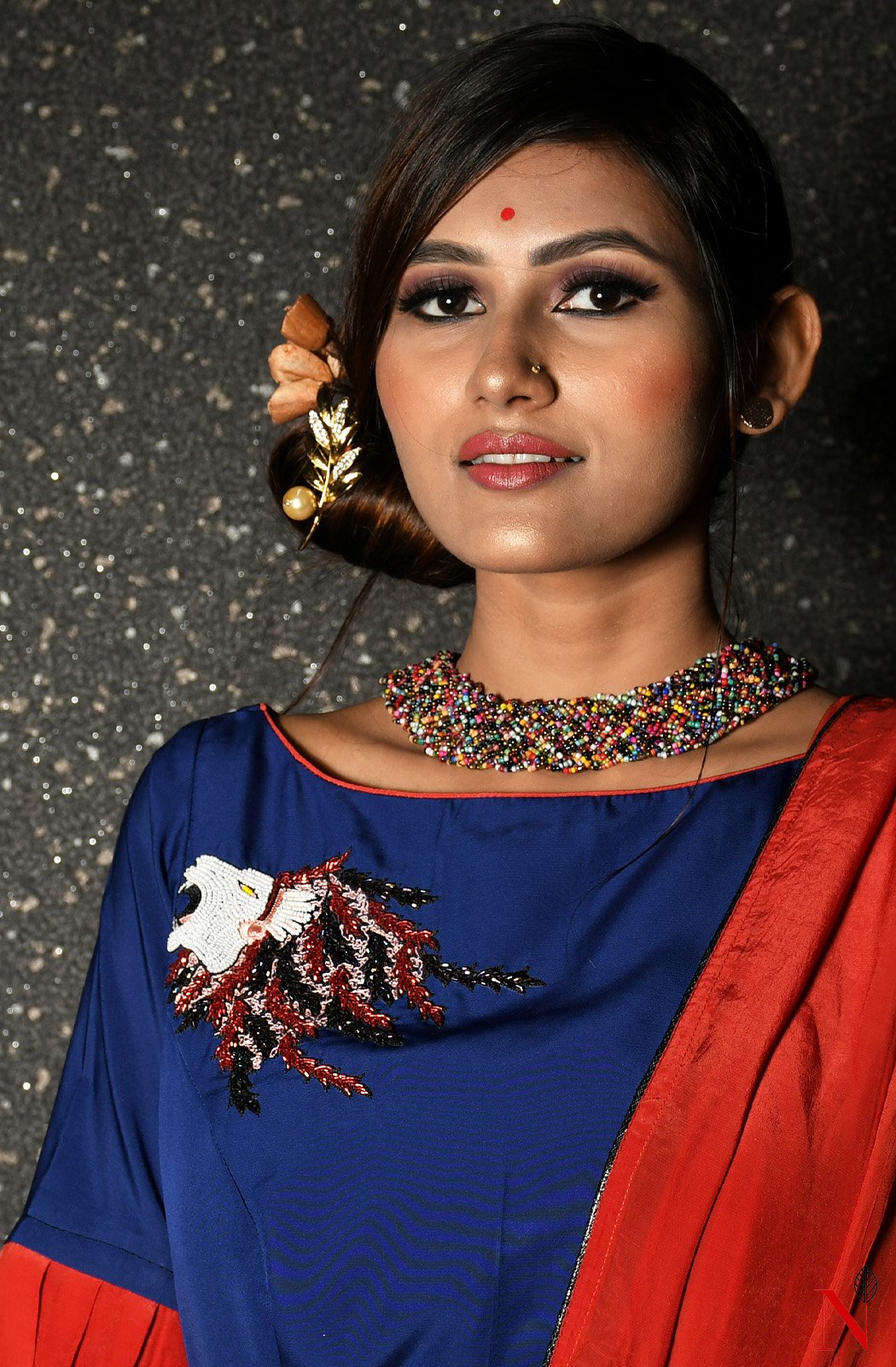 Rust Pure Crepe Designer Saree - Naksheband