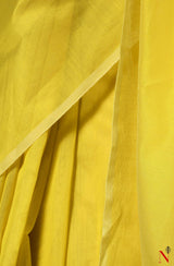 Yellow Pure Silk Chanderi Plain Saree