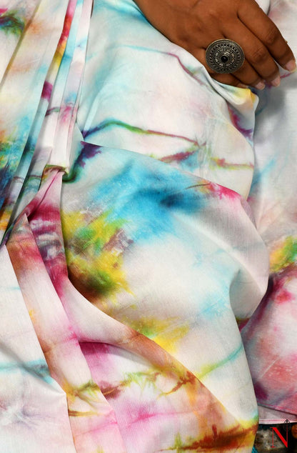 Multi Color Pure Silk Chanderi Saree - Shibori