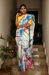 Multi Color Pure Silk Chanderi Saree - Shibori