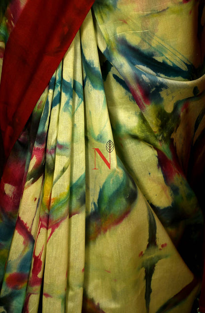 Multicolor Pure Silk Chanderi Saree - Shibori