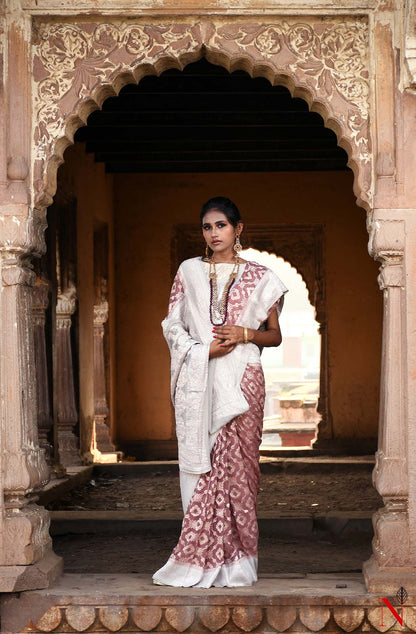 Light Brown Pure Banarasi Khaddi Georgette Saree